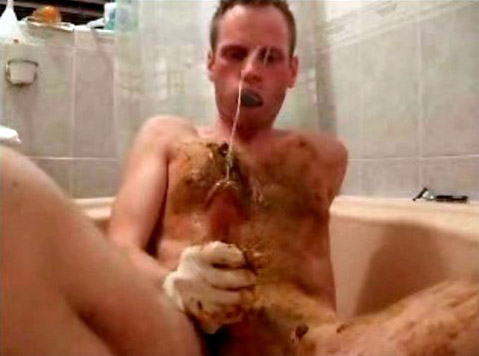 Dude takes a shit bath